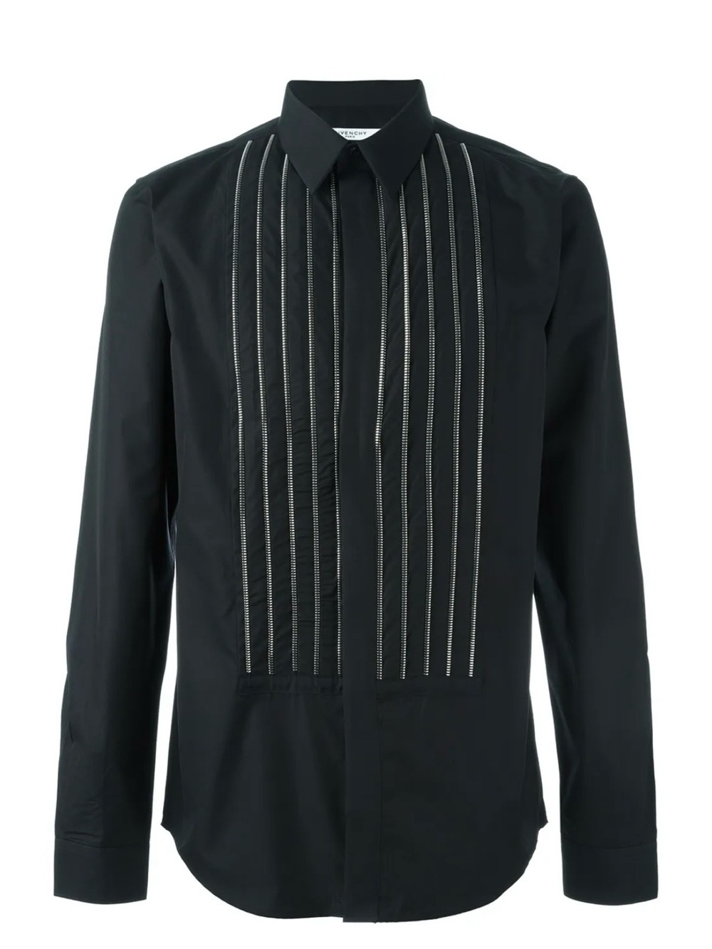 Men’s Givenchy Button Down Long Sleeved Black Zipper Detail Shirt Size 42 Large